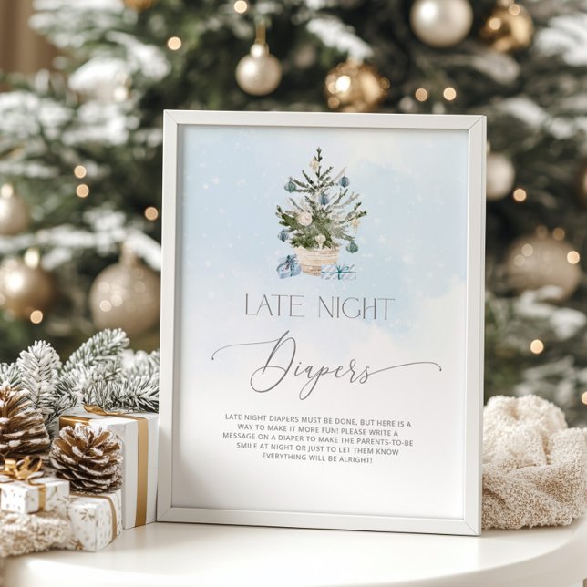 Blue winter Chritmas tree Late night diapers Poster (Creator Uploaded)