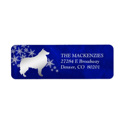 Blue Winter Collie Dog Return Address Label