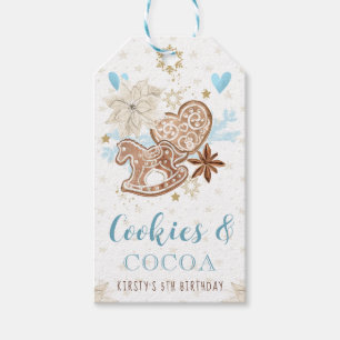Blue Winter Cookies and Cocoa Birthday Gift Tags