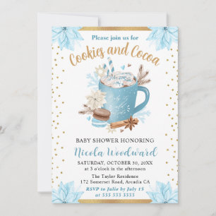 Blue Winter Cookies & Cocoa Baby Shower Invitation