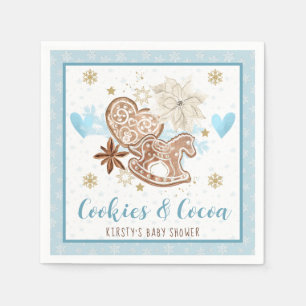Blue Winter Cookies & Cocoa Baby Shower Napkins
