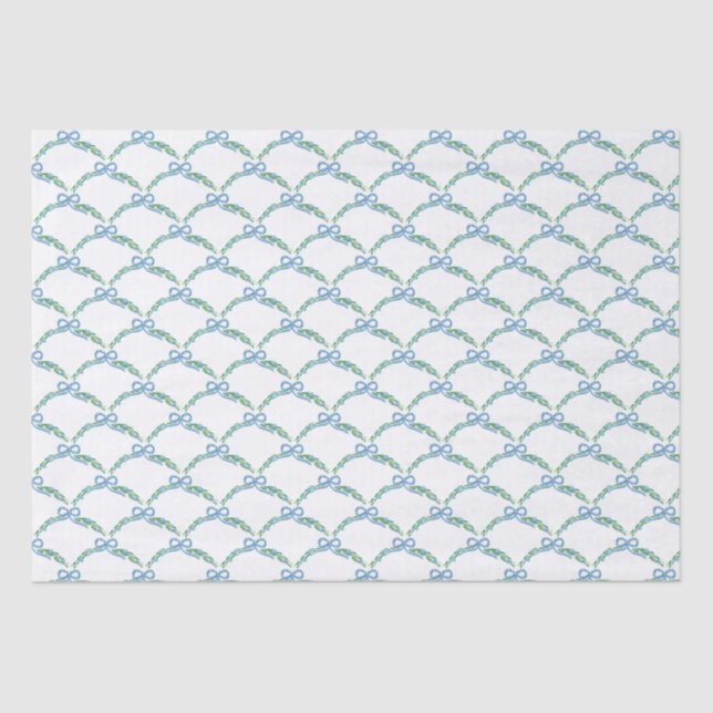 Blue Winter Coquette Coastal Bow Garland Tissue Paper (Front)