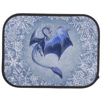 Blue Winter Dragon Fantasy Nature Art Car Floor Mat by critterwings at Zazzle