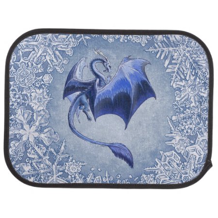 Blue Winter Dragon Fantasy Nature Art Car Floor Mat