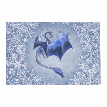 Blue Winter Dragon Fantasy Nature Art Placemat by critterwings at Zazzle