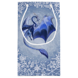 Blue Winter Dragon Fantasy Nature Art Small Gift Bag