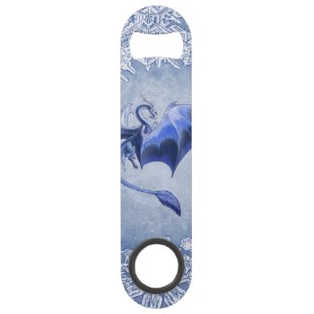 Blue Winter Dragon Fantasy Nature Art Speed Bottle Opener by critterwings at Zazzle