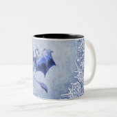 Blue Winter Dragon Fantasy Nature Art Two-Tone Coffee Mug (Front Right)