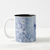 Blue Winter Dragon Fantasy Nature Art Two-Tone Coffee Mug (Left)