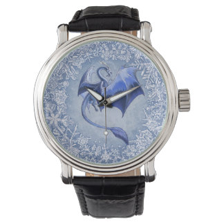 Blue Winter Dragon Fantasy Nature Art Watch