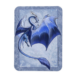 Blue Winter Dragon Nature Fantasy Art Magnet