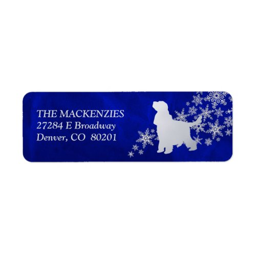 Blue Winter English Cocker Spaniel Return Address Label