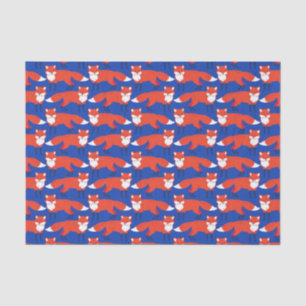 Blue Winter Forest Woodland Fox Tissue Paper