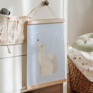 Blue Winter Fox Arctic Animal Nursery Decor Hanging Tapestry