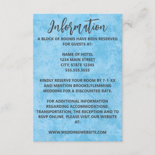 Blue Winter Frost Wedding Enclosure Card