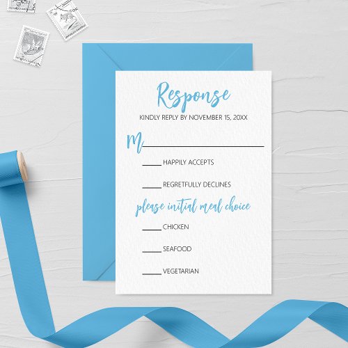 Blue Winter Frost Wedding RSVP Card