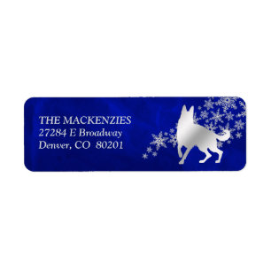 Blue Winter German Shepherd Dog Return Address Label