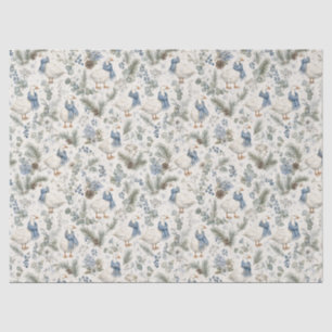 Blue Winter Goose Watercolor Christmas Holiday Tissue Paper