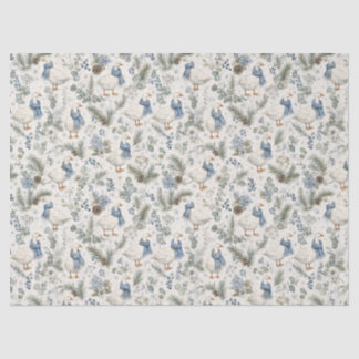 Blue Winter Goose Watercolor Christmas Holiday Tissue Paper