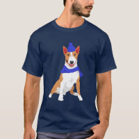 Blue Winter Hat and Shawl Miniature Bull Terrier T-Shirt
