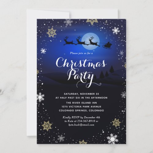 Blue Winter Holiday Christmas Party Invitations