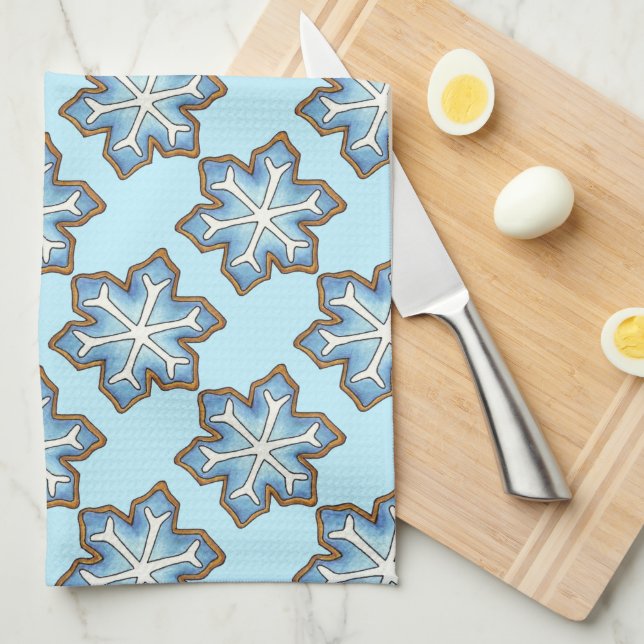 Blue Winter Holiday Hanukkah Christmas Snowflakes Towel (Quarter Fold)