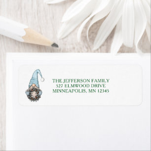 Blue Winter Holiday Nordic Gnome Label