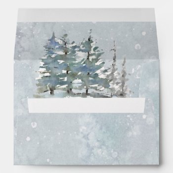 Blue Winter Holiday Snowy Landscape Envelope by DP_Holidays at Zazzle