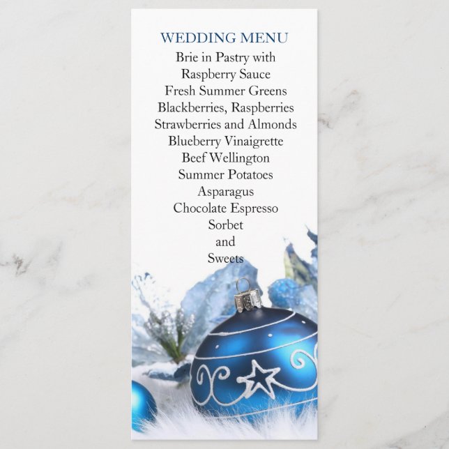 Blue Winter Holiday Wedding Menu (Front)