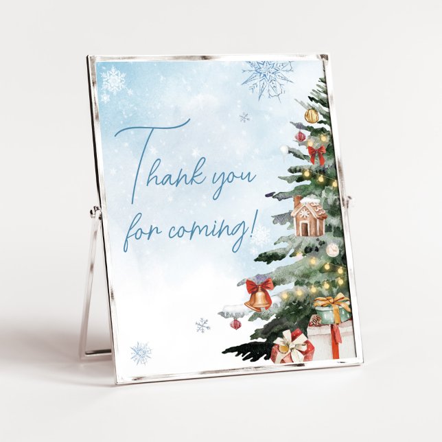 Blue Winter It's Cold Outside Thank you for Coming Poster (Baby It's Cold Outside Baby Shower Thank you for Coming Sign)