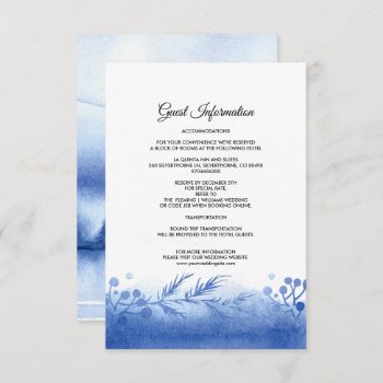 Blue Winter Landscape Wedding Details Card by YourWeddingDay at Zazzle