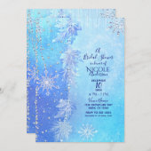 Blue Winter Leaves & Snowflakes Bridal Shower Invitation (Front/Back)