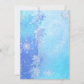 Blue Winter Leaves & Snowflakes Bridal Shower Invitation (Back)