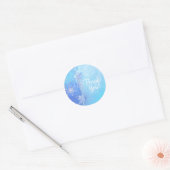 Blue Winter Leaves & Snowflakes Elegant Favor Classic Round Sticker (Envelope)