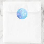 Blue Winter Leaves & Snowflakes Elegant Favor Classic Round Sticker (Bag)