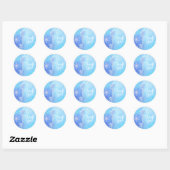 Blue Winter Leaves & Snowflakes Elegant Favor Classic Round Sticker (Sheet)