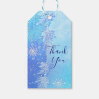 Blue Winter Leaves & Snowflakes Elegant Favor