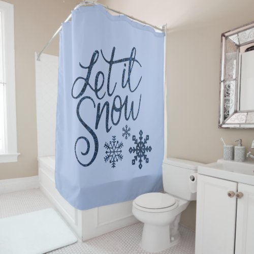 Blue Winter Let it Snow Shower Curtain