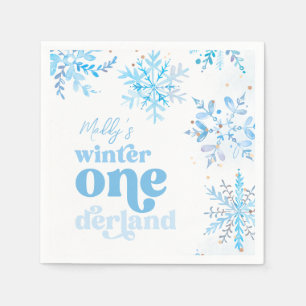 Blue Winter Onederland Party Napkins