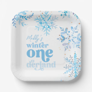 Blue Winter Onederland Party Plates