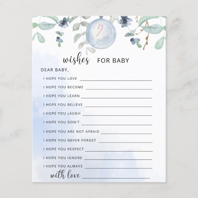 Blue Winter Party game | wishes for baby game (Front)