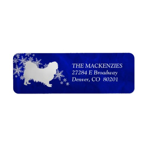 Blue Winter Pekingese Return Address Label