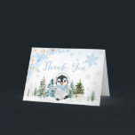 Blue Winter Penguin Baby Shower  Thank You Card<br><div class="desc">Express your gratitude with Baby It's Cold Outside Baby Shower Thank You Card Printable, a perfect way to share your heartfelt thanks. Adorned with adorable baby motifs this customizable card adds a touch of sweetness to your appreciation. Personalize to convey your thanks in the most charming and memorable way! BS559...</div>