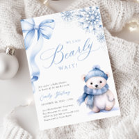 Blue Winter Polar Bear Baby Shower Invitation