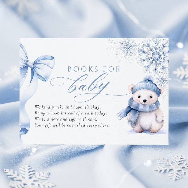 Blue Winter Polar Bear Books for Baby Card (Creator Uploaded)