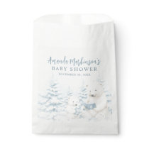 Blue Winter Polar Bear Watercolor Baby Shower Favor Bag