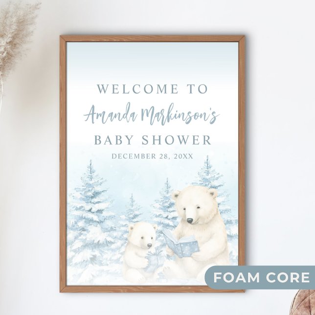 Blue Winter Polar Bear Watercolor Welcome Sign (Creator Uploaded)