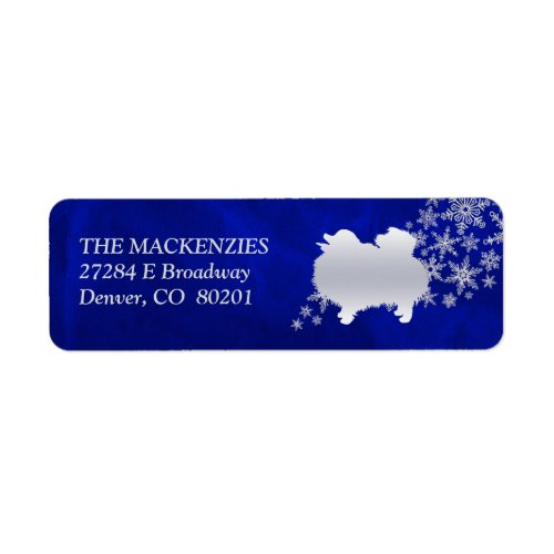 Blue Winter Pomeranian Return Address Label