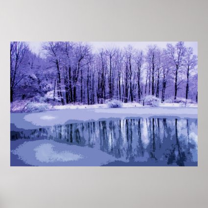 Blue Winter Pond Poster