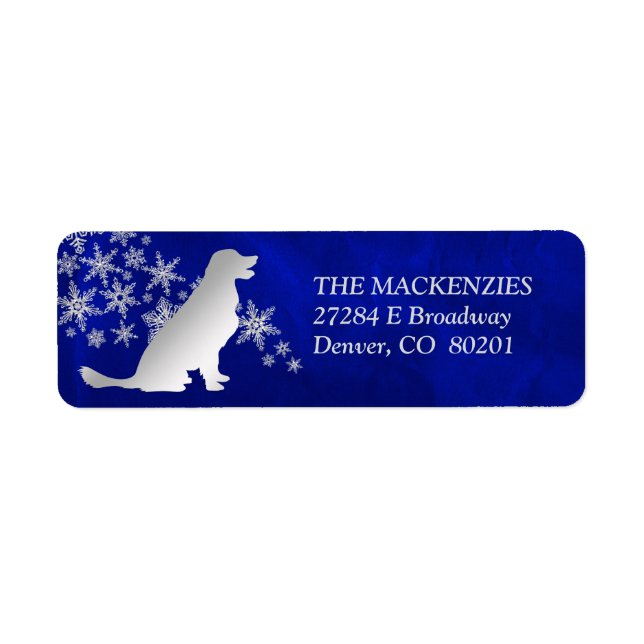 Blue Winter Retriever Return Address Label (Front)